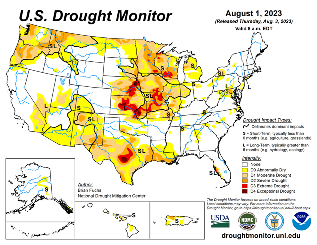 Extreme Heat and Little to No Precipitation is Expanding Drought Areas