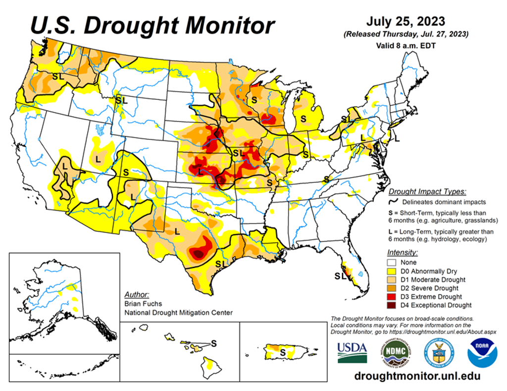 Drought Worsened in the Northwest & Upper and Lower Mississippi River Basin; Mid-Basin Improved