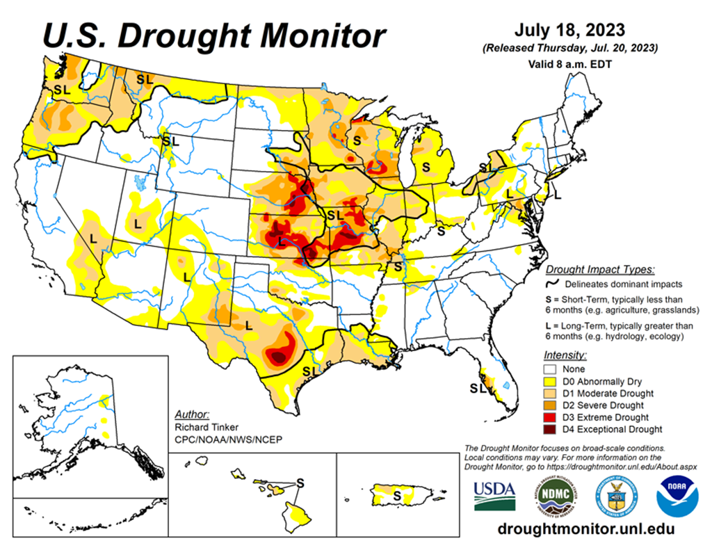 Drought Conditions: Areas in the Central Plains, Midwest, & East Improved